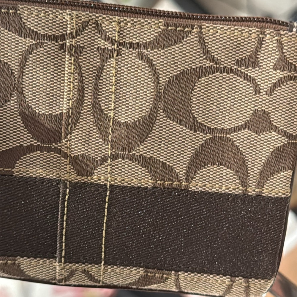 Coach Legacy Signature Canvas & Leather Wristlet (w/Gold Coach Charm & Hangtag) - Picture 7 of 15